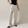 Pantaloni da donna Pantaloni autunnali Casual 2024 Temperamento bianco Bellezza europea Vita alta Drappo allentato Pendolarismo Gamba larga