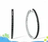 Висячие серьги-кольца для женщин, блестящая черная шпинель, белый CZ, простой стиль, большой круг