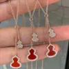 Luxe sieraden Qeelins ketting dubbele kalebas kwastketting voor dames verguld met 18k roségoud Geavanceerde mode Fulu Ruyi ingelegde diamanten kraagketting