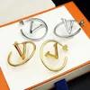 New 18K gold silver Big Hoop Earrings for charm Women Vintage letter Pendant Earring Brand Jewelry Ear studs set for Bride Initial design earrings with Original box
