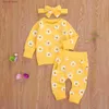 Set di abbigliamento Citgeett Primavera Nuovo Autunno Autunno Neonate Neonate 3 pezzi Set Manica lunga Bella stampa Top + Pantaloni lunghi + Fascia per capelli Abiti per bambini