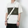 Polos Polos Summer Men Polo koszulki Patwork Lapel Shor Sleved T-shirt japońskie duże rozmiar luźne kieszeni koszulka M-4xl