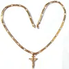 24k ouro amarelo sólido gf 6mm italiano figaro link corrente colar 24 mulheres masculino jesus crucifixo cruz pingente262w