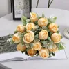 Fleurs décoratives verdure artificielle pour usage extérieur, Simulation de Bouquet de roses exquis, décoration polyvalente ne se décolore pas