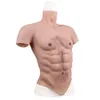 Cosplay 3d silicone músculo terno para homem traje masculino falso peito bodysuit simulação realista músculos