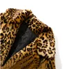 Veste chaude en fourrure pour femme, col rabattu, ample, en peluche, Cardigan en Faux léopard, manteau Long épais, hiver, S-4XL