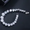 Bracelets CWWZircons luxe CZ bijoux de mariée couleur argent forme ronde gros zircon cubique Bracelets Bracelets pour femmes CB150