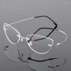Sunglasses Frames Foldable Ultra-light MemoryTitanium Cat Eye Glasses Frame Men Women Rimless Eyeglasses Optical Eyewear TR90 Prescription