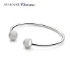 Lucite Athenaie Sterling Sier CZ Moments Classic Open Bangle for Women Fit Charms Pärlor för kvinnliga smycken gåva