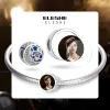 Medaglioni ELESHE Genuino Argento Sterling 925 Stella di Luna Con Shinny CZ Fascino Foto Personalizzata Bead Fit Trendy Braccialetto Delle Donne Creazione di gioielli