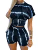 Hugcitar Kurze Ärmel, Perlenapplikationen, Grafikdruck, bauchfreies Top, unregelmäßiges Minikleid, 2-teiliges Set, Sommer-Damenmode, Y2K 220526