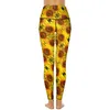 Active Pants Yellow Sunflower Yoga Floral Print Running Leggings High Waist Stretch Sports Tights Graphic Legging Birthday Gift