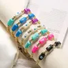 Perles 6 pièces plaqué or 18 carats perles Bracelet chanceux bijoux de mode coloré oeil de dinde émail Bracelet pour femmes et filles