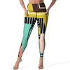 Active Pants Abstract ColorBlock Leggings Pockets Stripes Print Printed Yoga Push Up Gym Leging Casual Stretchy Sport