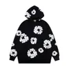 Designer heren denim hoodies grafische hoodie scheur hooded sweatshirts en broeken straatgraffiti folieprint vintage huidvriendelijke trainingspakken NHK6