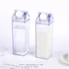 US WAREHOUSE 17oz 500ml Milk Bottle Water Tumbler Milk storage box Transparent Square High Capacity Cup Plastic Coffee Drink Mug O270t