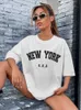 Kvinnors t-shirt New York U.S.A Street Letter Style Tryckt kvinnor T-shirts bomullskvalitet Kort ärm Summer Breattable Hip Hop Tee Clothing T240129