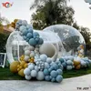 Attività di giochi all'aperto Tenda a cupola igloo con palla gonfiabile trasparente per bambini, lunga 5 m, con palloncini, casa a bolle bianche per eventi di feste all'aperto