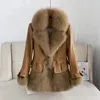 Kvinnor Winter Imitation Fox Fur Simulation Leather Coat i den långa rufsade mode Young Fur Coat 240127