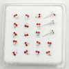 Jewelry 925 Sterling Sliver Nose stud with cherry gems fashion nose piercing body jewelry 20pcs/pack for Christmas gift