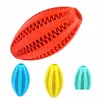 Dog Toys Chews Chew Toy Ball Teeth Cleaning Food Dispending Chewing Training Playing Bite Resistant Natural Rubber Rugby Shape Gro Ot8Bs