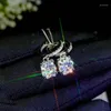 Boucles d'oreilles pendantes en forme de moissanite scintillante pour femme - Gemme brillante mieux que le diamant - Argent 925 véritable - Cadeau d'anniversaire pour fille - Total 1 ct