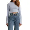 Dames Tanks Dames Y2k Bell Sleeve Geribbelde Slim Fit Crop Top Sexy Effen Kleur Uitgaan Strak Shirt Lente Herfst Cropped T-shirt