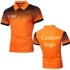 Polo da uomo T-shirt POLO sfumata con logo personalizzato T-shirt da lavoro in tessuto sportivo a rete traspirante e confortevole a maniche corte