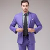 2023 Тонкий мужской костюм, комплект из 2 предметов, куртка, брюки, свадебная вечеринка, мужской пиджак, пальто с брюками, синий, белый, черный, серый, фиолетовый 240125