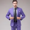 2023 Slim Men's Suit 2 Piece Set Jacket Pants Wedding Party Men Blazer Coat med byxor Blue White Black Grey Purple 240125