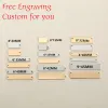 charms MYLONGINGCHARM Free Laser Engrave 30pcs Stainless Steel Rectangle Bar Connector Custom logo or design Rectangle Necklace Pendant