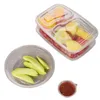 Jednorazowe pudełko na lunch, prostokątne okrągłe plastikowe owoce, fast food, pudełko opakowaniowe bento, świeżość, pogrubione pokrywką