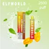 Original elfworld 2500 Puff Einweg-E-Zigaretten mit verifiziertem Code Puff 0 % 2 % 3 % 5 % wiederaufladbarer Akku 7 ml Gerät Vape Pen Mundstück aus lebensmittelechtem Silikon TPD-Zertifikat