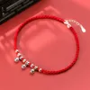 Anklets AIFENAO 925 Sterling Silver Bells Anklets for Women Handmade Red Thread Foot Chain Beads Ankle Bracelet Jewelry Girl Adjustable