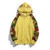 Hoodie män designer full zip up shark hoodies för kvinna svart kamouflage jacka gul hoody hooded tröja man kvinnor tröja lång ärm