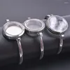 Charm Bracelets 1Pc Stainless Steel 30mm Round Glass Floating Living Picture Locket Pendant Women Bracelet Diy Memory Relicario Bangle