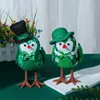 Beautiful Decorative Green Hat Festival Irish Green Leaf Festival Luminous Bird Statue Desktop Male and Female Statues 240129