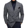 Mäns jackor Knitwear Mens Blazer Spring Vintage Knappad LAPEL PLAID SKIDT ROATER Män mode Streetwear Knit Outfits Mane Clothes