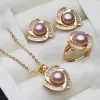 Sets 2023 New Real Pearl Necklace And Earring Set For Women,18K Gold Plated Pearl Jewelry Set Birthday Mother Gift White