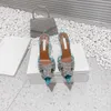 Crystal Pointed High Heels för kvinnors sommar 2022, nya smala klackar med glittrande stil, Rhinestone Cross Strap Sandals 240129