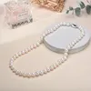 Collane di perle coltivate d'acqua dolce bianche reali per le donne Regalo per ragazza Collana barocca da donna in argento sterling 925 240123