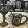 1Piece Wolf Beer Mug Cool Celtic Resin Stainless Steel 3D Wolf Goblet Drinkware Mug Gothic Dinner Party Decor Y20010267d