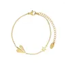 Charm Bracelets Ins Jewelry Titanium Steel Niche Design Paper Airplane Star Collarbone Chain Bracelet For Women Girls