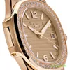 Luksusowe zegarek Pateksphilipes 7010/1R-012 Panie zegarki Rose Gold Diamond Bezel Kwarc Mechanical Watchfn TTJ3