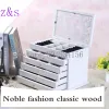 Charm Big 6 Vloeren Wood Jewelry Box Sieraden Display Casket /oorbellen Ringbox /Juwelier Box Organizer /Case voor sieraden geschenkdoos