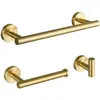 Set di accessori hardware per il bagno da 3 pezzi Set di accessori per asciugamano in acciaio inossidabile SUS304 spazzolato oro spazzolato a parete Porta accappatoio Gancio per WC P1251g