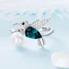 Rings 925 Sterling Silver Hummingbird Ring Green Oostenrijkse kristallen zoetwater parel verstelbare ringen voor vrouwen verjaardag sieraden cadeau