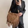 Womens Bags on Sale High Quality Fashion Retro Suede Tassel Shoulder Crossbody Messenger Bag Boho 240124