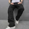 Men's Jeans Casual Tassel Denim Vintage Patchwork Hiphop Straight Pants Bleached Washed Fashional Middle Weight