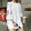 Primavera Donna Estate Coreano Chic Moda retrò Anello Stampa T-shirt larghe Studenti Donna Harajuku Abbigliamento Maglietta per le donne